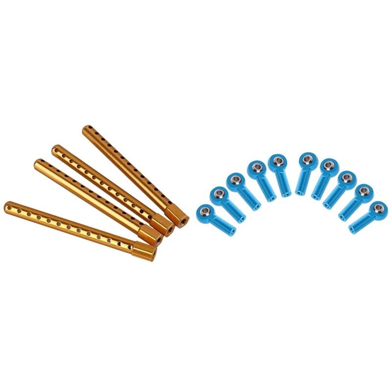 

2 Set RC Car Part: 1 Set 102037 Gold Yellow Aluminum Body Post Mounts & 1 Set M3 Aluminum Link Rod End Ball Joint