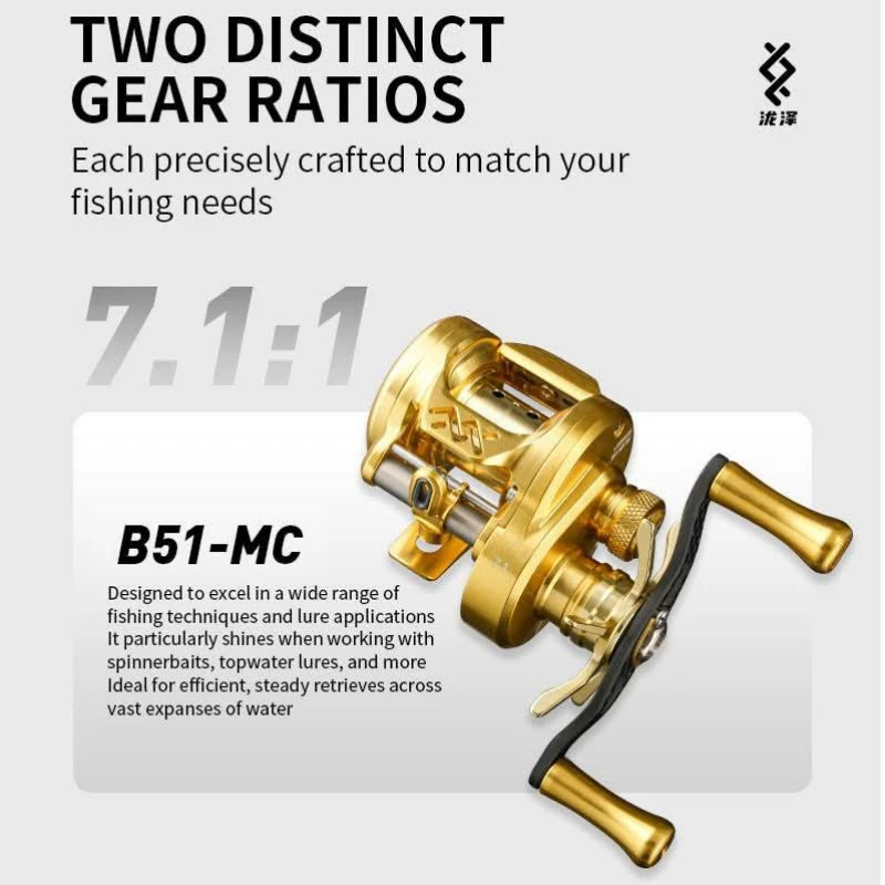 Фото LOONGZE Airlite B50/51MC BFS Baitcasting Reel Цельнометаллическая катушка Baitcast с передаточным числом 7,1:1/8,1:1, сверхлегкая тонкая рыбалка №2