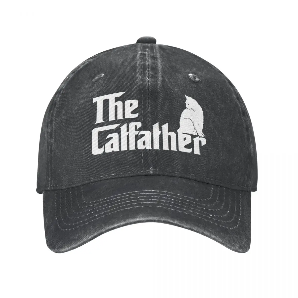 

The Catfather Baseball Caps Vintage Distressed Washed Cat Parody Fathers Day Sun Cap Unisex Workouts Adjustable Fit Caps Hat