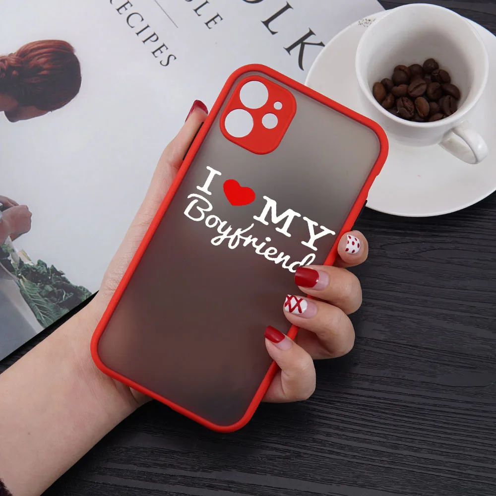 Матовый чехол с рисунком Love this Girl Boy для влюбленных пар телефона iPhone 11 12 13 Pro Max X XS XR