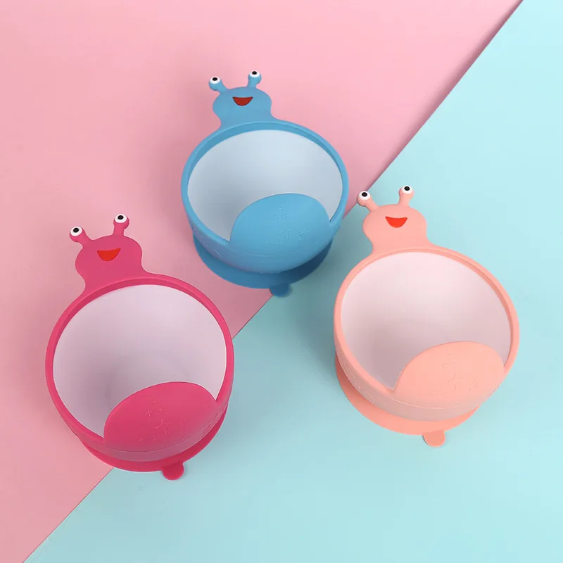 

Cute Snail Dinning Plate Cartoon Bowl Baby Silicone Suction Bowl Anti-fall Children Learn Eating Supplement Food Training Bowl