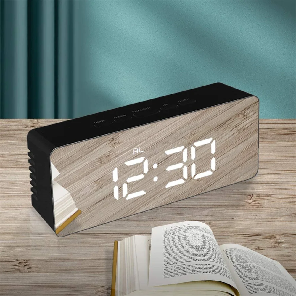 Led Digital Vioce Control Alarm Clock With Night Light Red/green/white Number Bedroom Bedside Clock