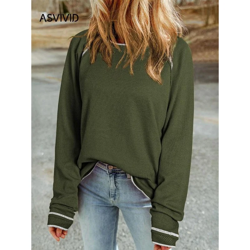 Женский однотонный контрастный вязаный Топ свитера для женщин повседневный