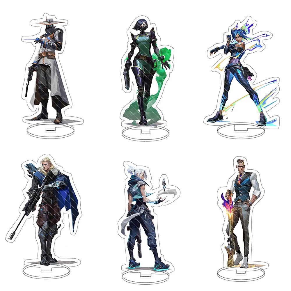 

Valorant Game Figures Sage Killjoy Jett Sova Cypher Cosplay Acrylic Stand Model Plate Desk Decor Standing Sign Figure Fans Gifts