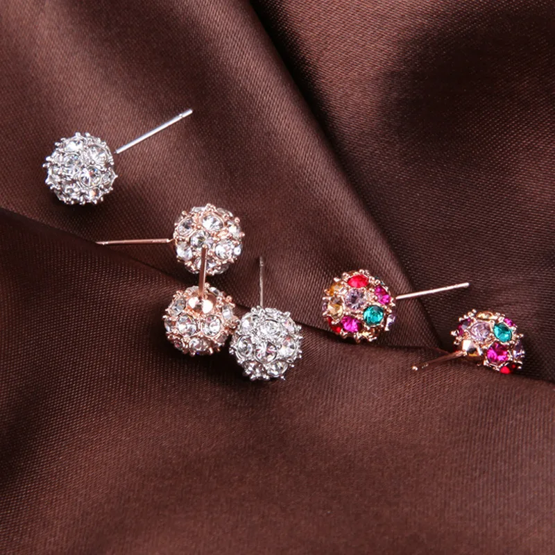 

Модные геометрические серьги-гвоздики с хрустальным шариком на удачу для женщин цвета розового золота аксессуары для дня рождения