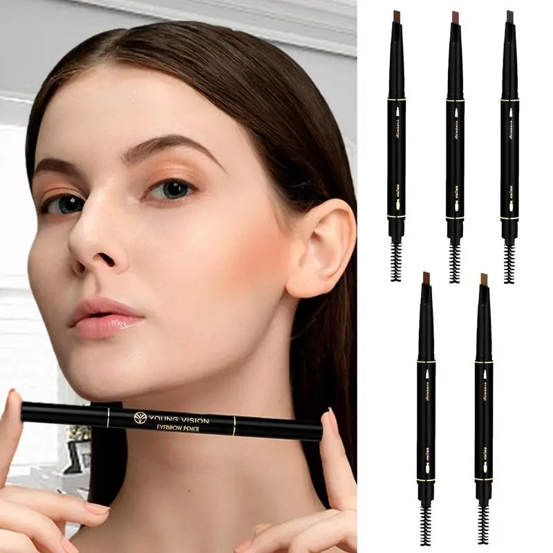 

Eyebrow Pen Waterproof Long-lasting Brow Pen With Double Ends Auto Rotating Smudge-proof Eyebrow Makeup Pen For Outgoing Daily