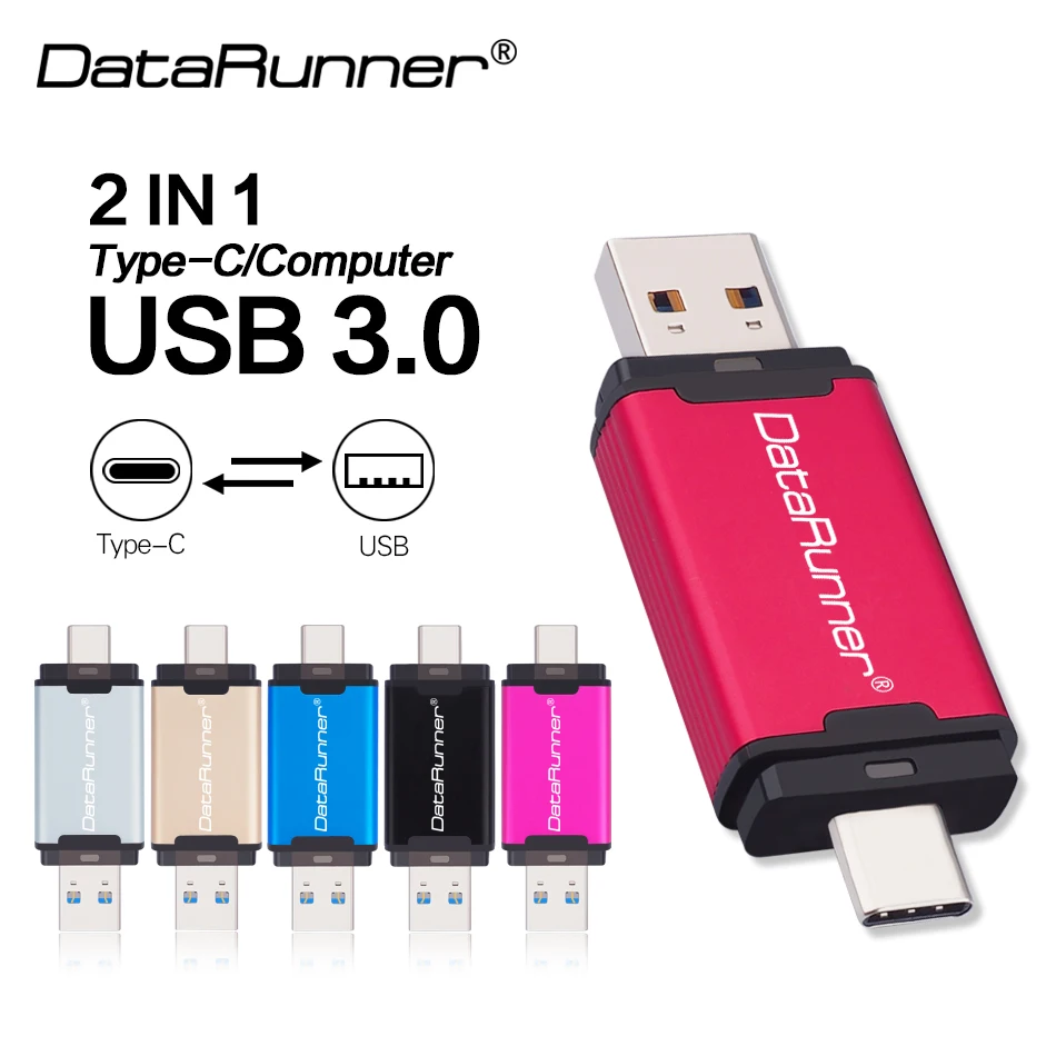 

Флеш-накопитель DataRunner 32 Гб USB C 3,0, флеш-накопитель 512 ГБ, 256 ГБ, 128 ГБ, 64 ГБ, двухпортовый флеш-накопитель, карта памяти для мобильного телефона/ПК Type-C