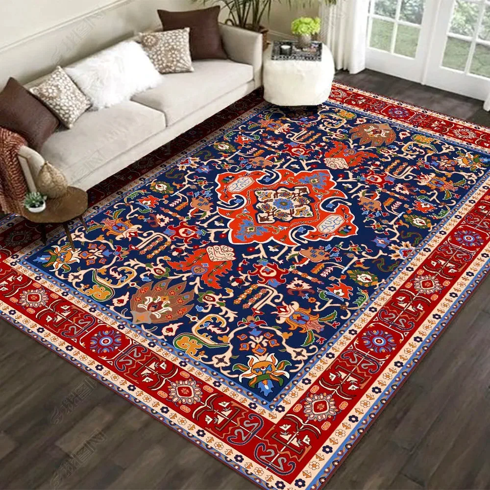 

American Persian Country Retro Coffee Table Carpet Nordic National Style Living Room Bedroom Floor Mat Palace Pattern Lounge Rug