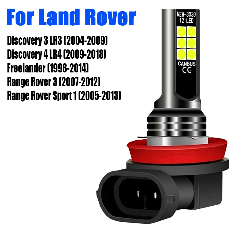 2pcs Car LED Front Fog Light Signal Blub Lamp H8 H11 For Land Rover Discovery 3 LR3 4 LR4 Freelander 1998-2014 Range Sport |