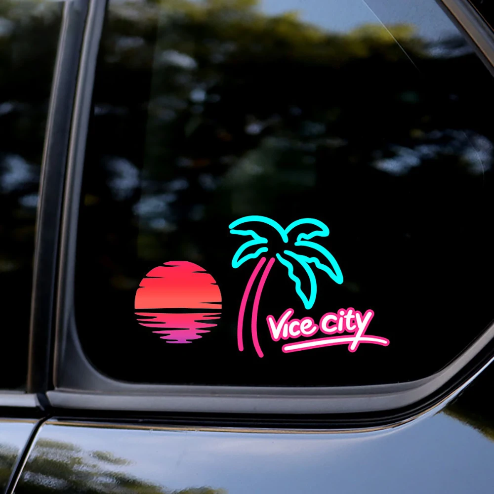 

Vice City Радужный дизайн автомобильные наклейки декор окна виниловые наклейки водонепроницаемые светоотражающие аксессуары для стайлинга