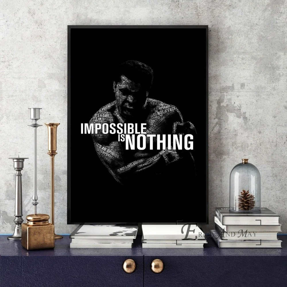 Черно-белая Картина на холсте Мухаммеда Али современные картины плакаты