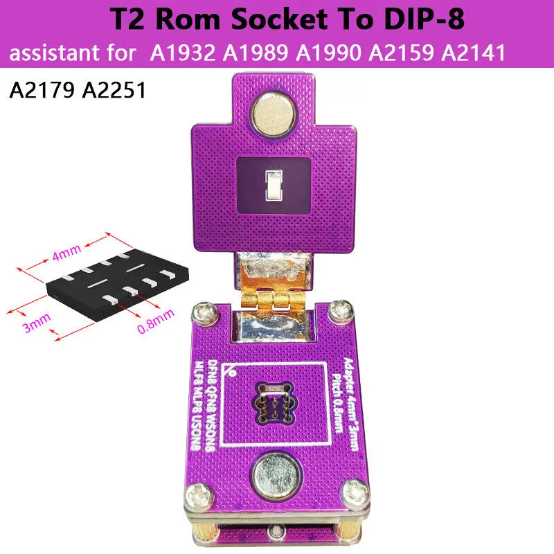 USON8 read and write socket, MLP8 DFN8 QFN8 WSON8 burn in socket,clamshell IC test socket, pin pitch 0.8mm