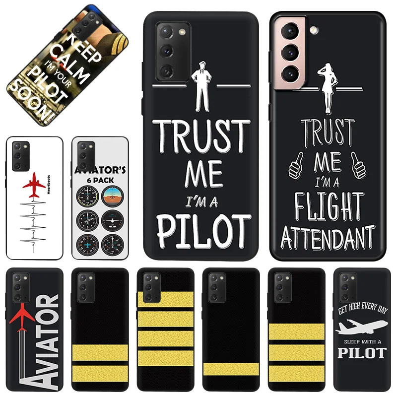 

Phone Case for Samsung Galaxy S22 Ultra S21 S20 S10 Plus FE 5G E Note 10 Lite 9 8 Helicopter Airplane Pilot Fly Soft Black Cover