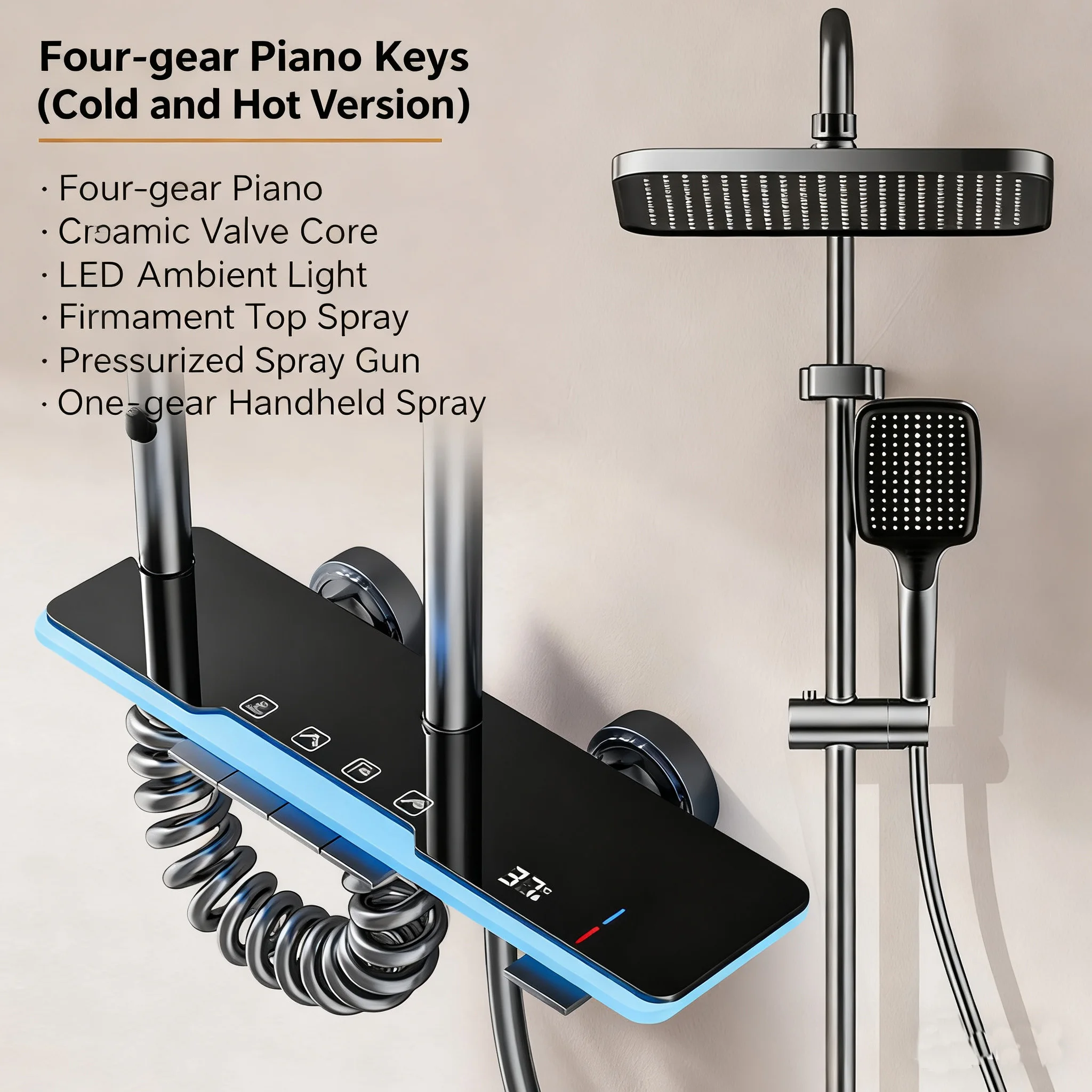 

Интеллектуальная душевая система RveTee серого цвета