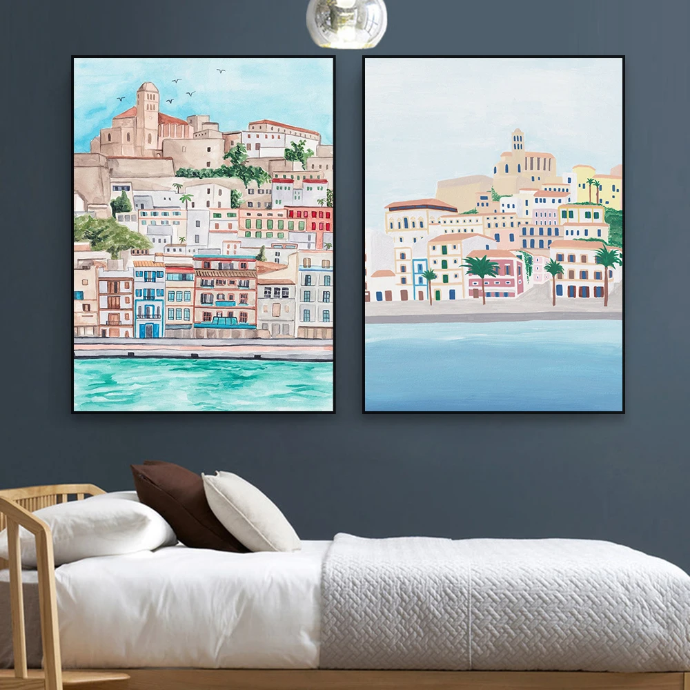 Постер путешествий Испания Ибица Европа художественные принты красочный пейзаж