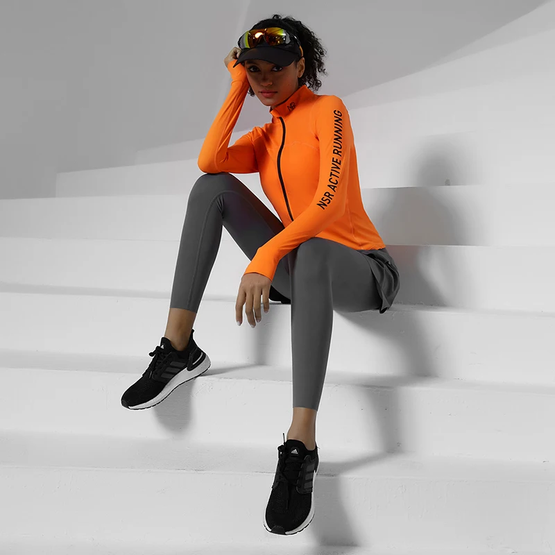 Womens Sports Jacket Cold-proof Windproof Long Sleeve Thumb Holes Outdoor Running Hoodies Zipper Cycling Training Tie Dye Coats