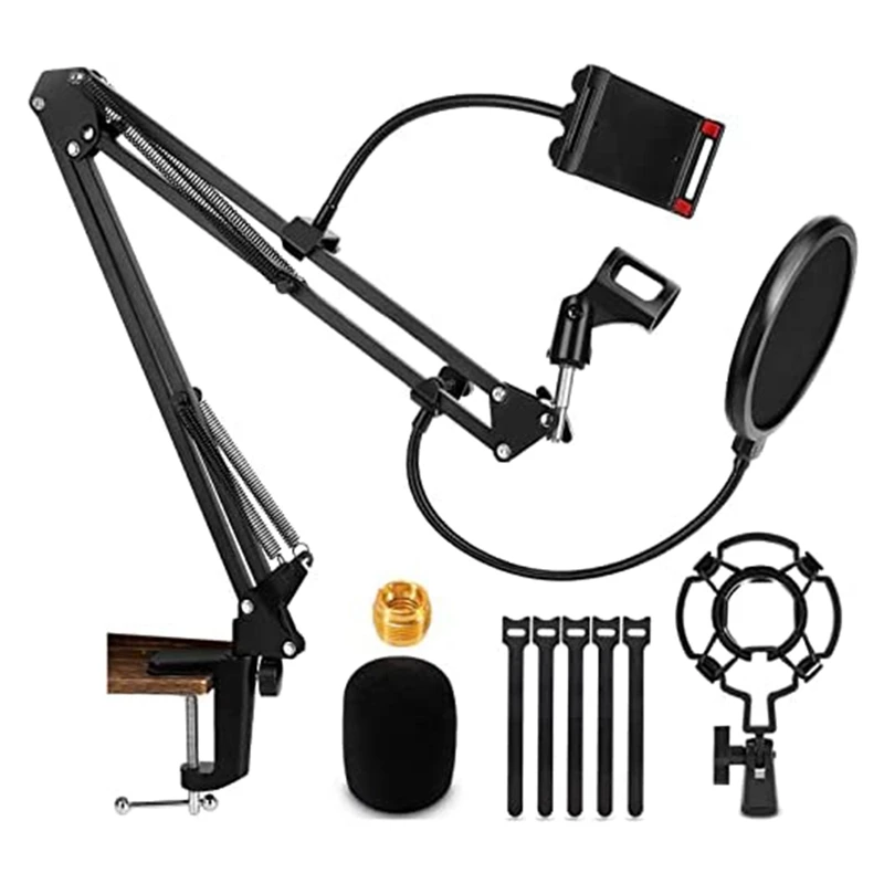 

Retail Microphone Stand,Adjustable Desk Suspension Scissor Arm Mic Boom Arm For Blue Yeti,Snowball&Other Mics,Recording,Games