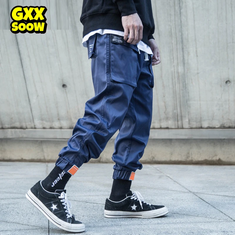 

Mens Multi-pocket Harem Pants Men Streetwear Punk Cargo Pant Hip Hop Casual Trousers Joggers Male Black Blue Pants WG143