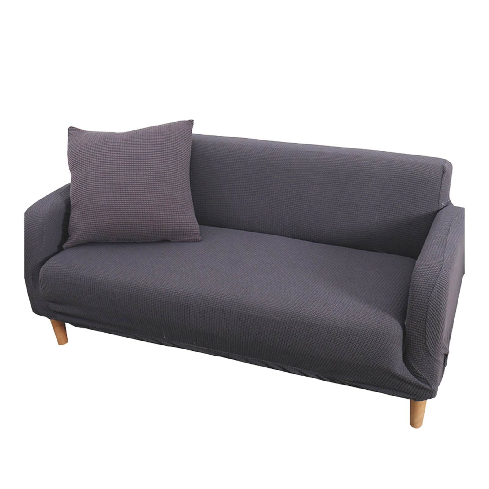 

Easy Install Home Decor Sofa Cover High Stretch With Elastic Bottom Polyester Non Slip Soft Solid Furniture Protector 3 Seaters