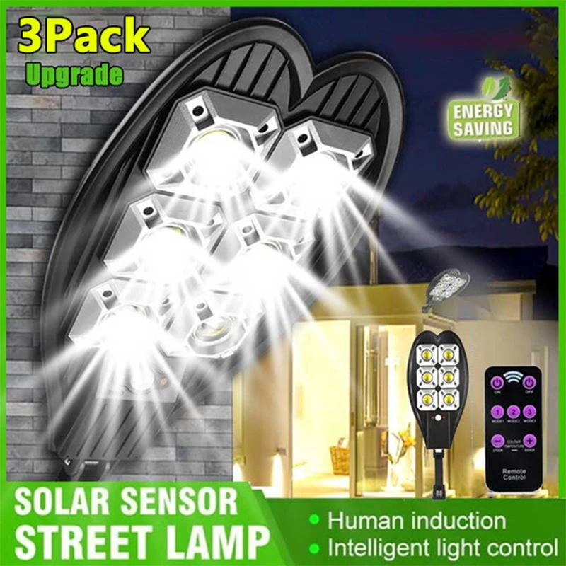 

Уличный фонарь на солнечной батарее, уличная лампа с 3 режимами освесветильник и дистанционным управлением, светильник рь с датчиком движен...