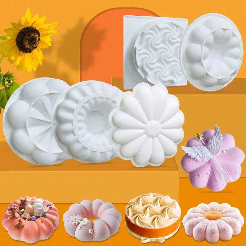 

3D Circular Petal Mousse Cake Pastry Silicone Molds Multiple Shapes Round Donut Flower Baking Mold Pastry and Bakery Accessories
