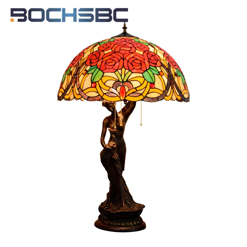 Настольная лампа BOCHSBC из витражного стекла Тиффани в стиле ретро декоративное