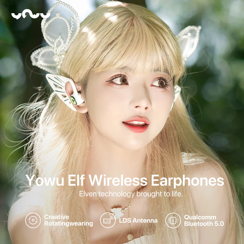 

Original YOWU Elf Wireless Earphones APP Control RGB Bluetooth Earphones Stereo Music Ear Hook Headphone For Phone Gaming Gifts