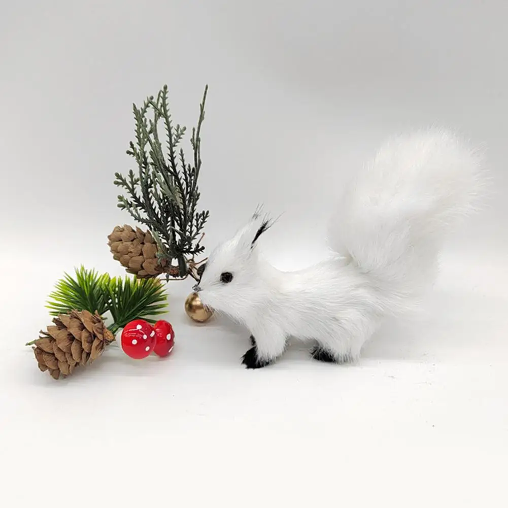 

Eco-friendly Squirrel Figurine Bright Color Squirrel Ornament Faux Fur Simulation Animal Squirrel Toy Model Ornament
