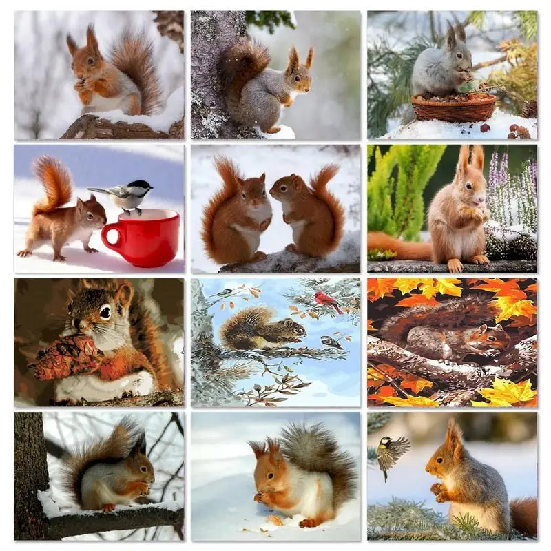 

GATYZTORY рамка DIY картина по номерам Белка Животные Ручная роспись акриловые по номерам Diy картина маслом для рождественского подарка