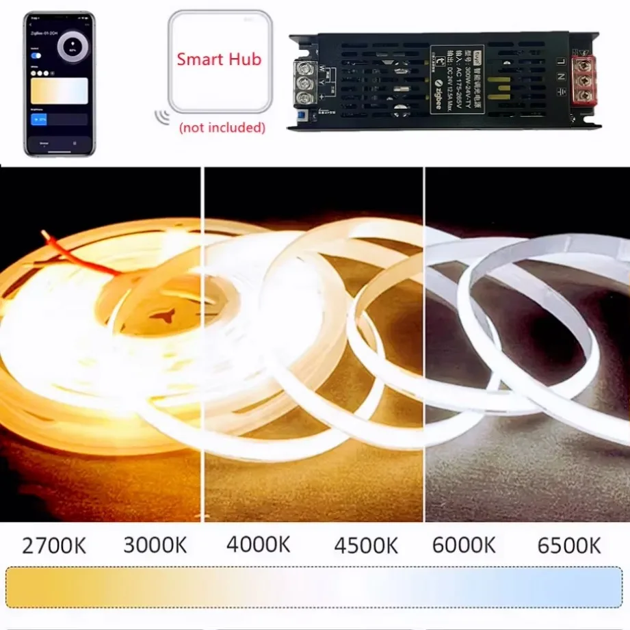 Фото 24 В постоянного тока, светодиодный диммер, трансформатор AC175-265V Tuya Zigbee, поддержка Alexa Gooogle, голосовое управление через приложение для дома, светодиодная лента CCT №3