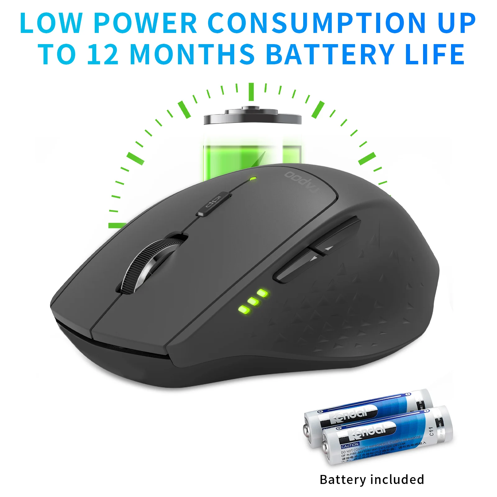 RAPOO MT550 Multi-mode Wireless Mouse Connect Up to 4 Devices 1600 DPI Ergonomic Bluetooth Mouse 12 Month Long Battery images - 6