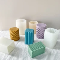 creative geometric silicone candle mold gear post stripe shape molds diy cylinder handmade soap aromatherapy gypsum resin mould