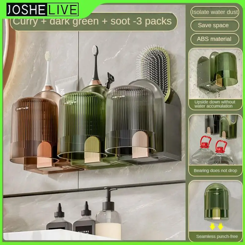 

Bathroom Shelf Light Luxury Toilet Gargle Brushing Cup Wash Cup Toothbrush Storage With Wash Cup Solid Color Wall Hanging Family