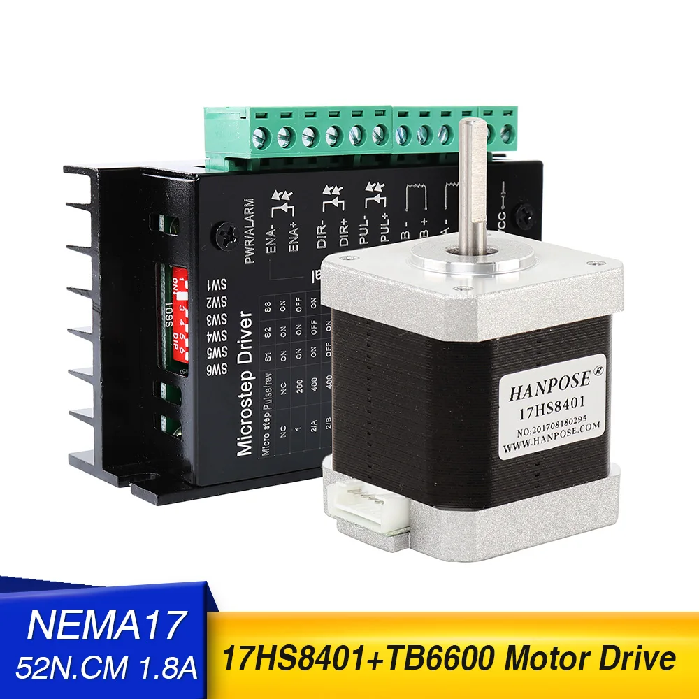 Шаговый двигатель Nema17, 1,8 А, 17HS8401 + TB6600, приводной 4-проводной 48 мм, 78унций-ин, 52 нсм, 1,8 А, для оборудования для монитора 3D-принтера, шаговый двигатель