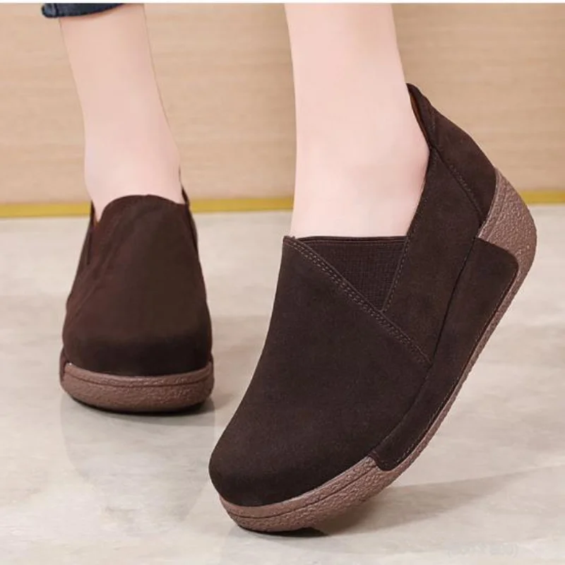 

Cow Suede Leather Ladies Loafers Autumn Women's Shoes Platform Flats Sneakers Female Moccasins Shoe Women Creepers Slip On Shoes