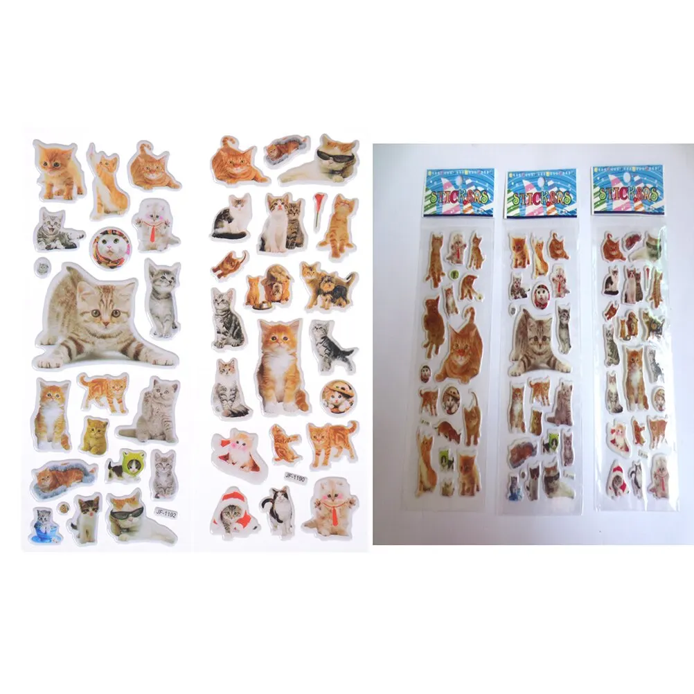 

3 Sheet/lot PVC Bubble Puffy Stickers Cat Dog Princess Series Sticker Scrapbook Bubble Stickers Kawaii Reward Kids Toys