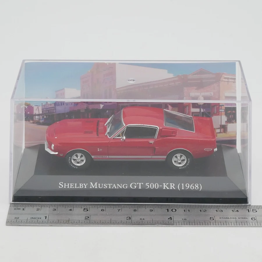 Фото Коллекционная модель автомобиля Ford Mustang GT 500 KR 1968 года, масштаб 1:43, из литого металла, сувенир, украшение для витрины, подарок №1
