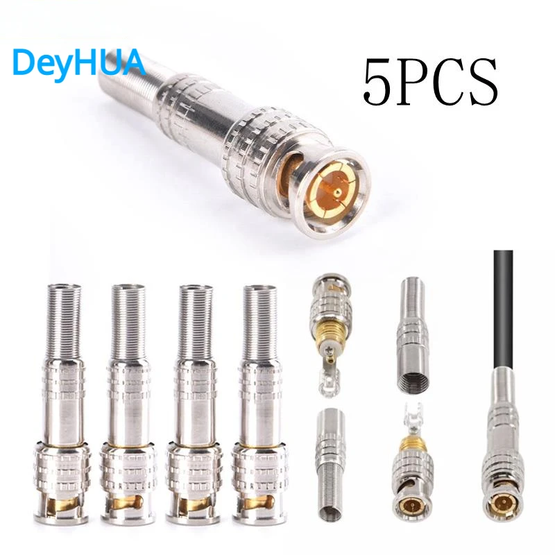 

5Pcs/lot Male Solderless Camera Cables BNC Connector For Cctv Camera System Connectors Coaxial CCTV Camera Accessories