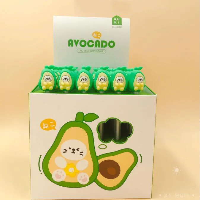 

48 шт./лот креативная гелевая ручка с авокадо, милые 0,5 мм черные чернила, авторучки для подписей, офисные и школьные принадлежности, письменные принадлежности