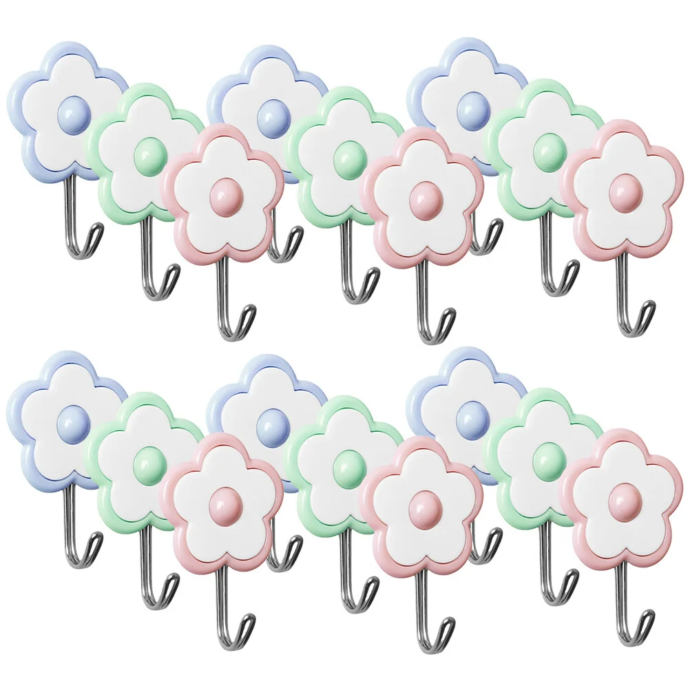 

25 Pcs Hooks Towels Decorate Wall Mounted Adhesive Wall-mounted Flower Shape Bathroom Sundries Hanger Ps Self