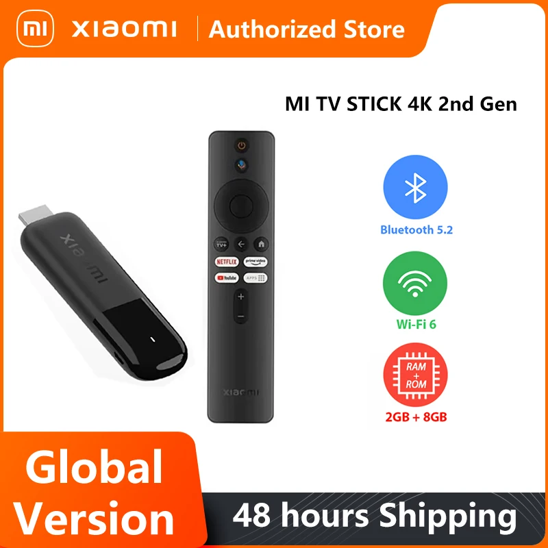 Фото Глобальная версия Xiaomi Mi TV Stick 4K 2-го поколения DTS HD Видео 8 ГБ ПЗУ Портативная потоковая передача мультимедиа Четырехъядерный процессор Bluetooth 5.2 Dolby Vision №1