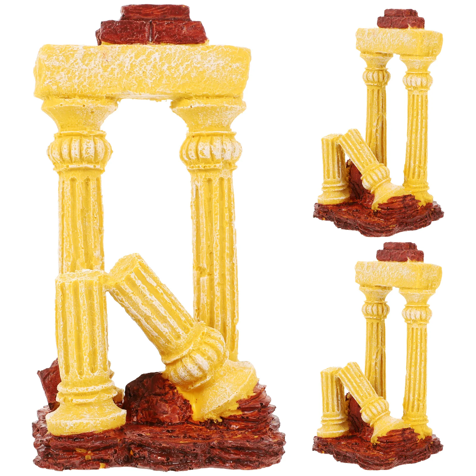 

3 Pcs Roman Column Decoration Fish Tank Cave Decor Ceramics Aquarium Decorations Resin Aquarium Cave Ornament