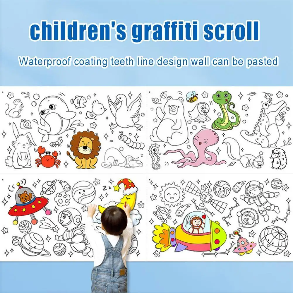 

2M Children Drawing Roll Coloring Paper Roll Kids Drawing Roll Paper Paper Drawing Color Filling Painting Educational Early D5Z4