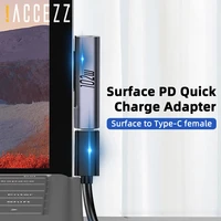 accezz 2022 usb type c power supply 102w 6 8a pd fast charging plug converter for microsoft surface pro 7 6 5 4 3 go book 1 2 3