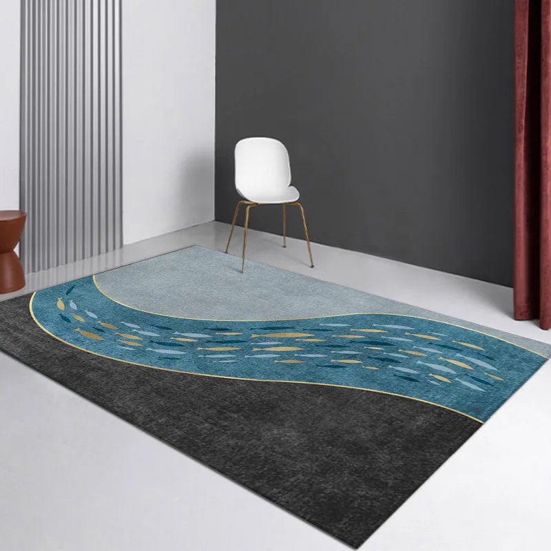 

Modern Lounge Rug Office Rug Blue Light Luxury Living Room Rug Sofa Blanket Coffee Table Mat Decoration Home Room Decor