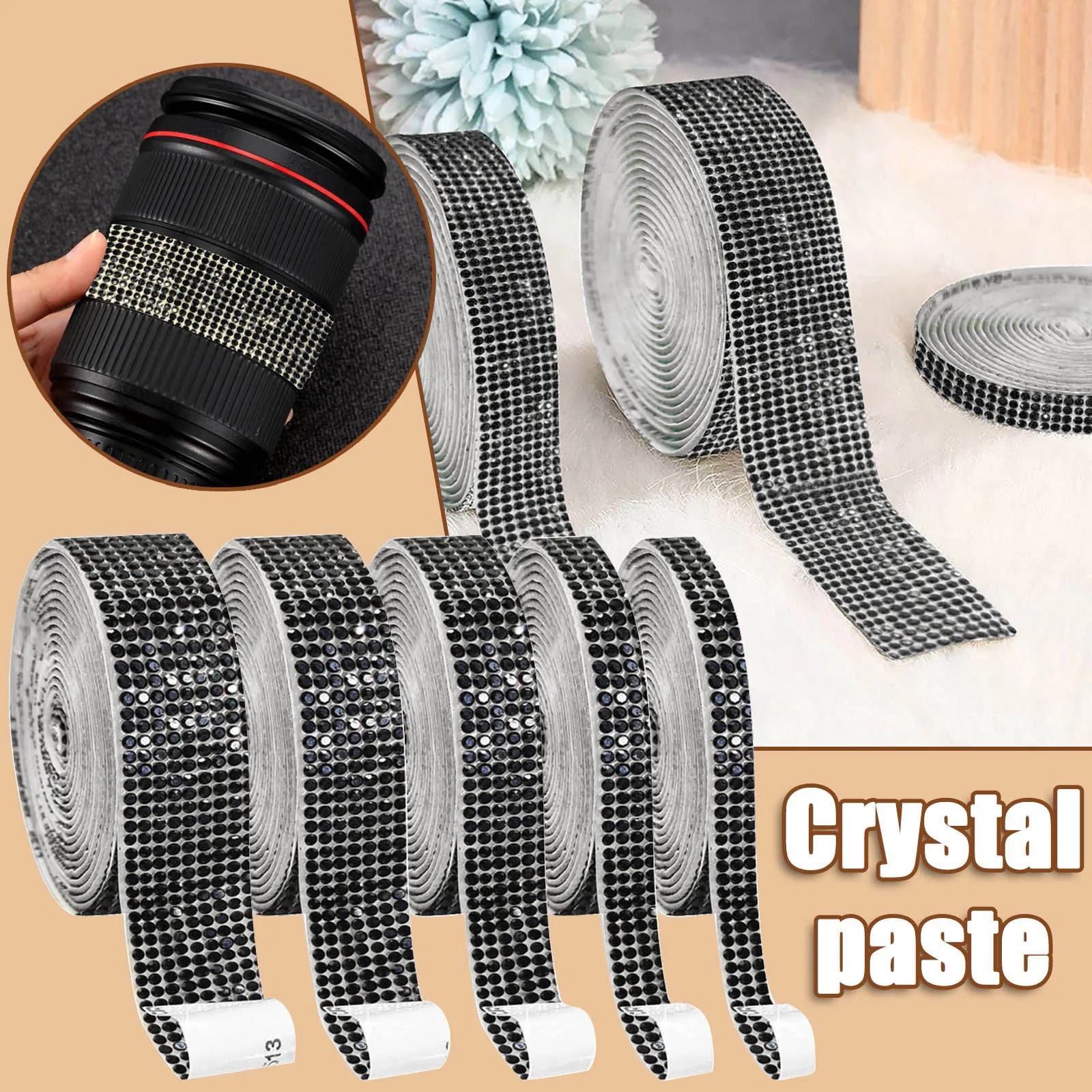 

Crystal Rhinestone Diamond Ribbon,Self Adhesive Sticker DIY Car Decoration Sticker Glitter Rhinestones Crystal Gemss Stickers