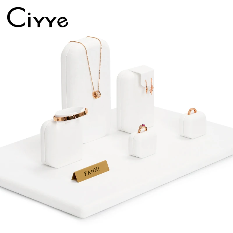 

Ciyye Jewelry Display Stand for Ring Earrings Necklace Jewelry Accessories Showing Shelf with Suede Microfiber Display Stand Set