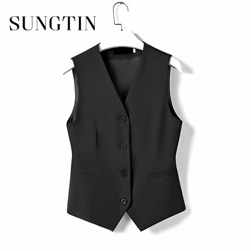 

Y2K 6 Color Office Lady Blazer Vest Coats Women V Neck Spring Slim Jackets Female Sleeveless Casual Work Clothing