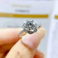 meibapj 1 carat vvs1 moissanite diamond flower simple ring for women 925 sterling silver fine wedding jewelry