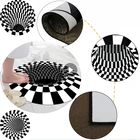 3D круглые ковры для гостиной, черный, белый стерео коврик с эффектом зрения, 3D ковер для спальни, домашний декор, напольные модные коврики, ковер